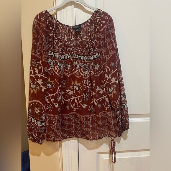 LB Printed Bubble Hem Blouse - Picture 1 of 5
